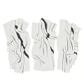 Modern White Ruffled Wall Decor Pieces with Black Accent Lines 3d model