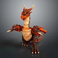 Mythical Dragon Game Film Character With Orange Red Scales Horned Head Sharp Claws And Winged Body