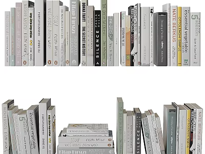 Stylish Books And Magazines Display On Shelves With Stacked Arrangement And Various Genres 3d model