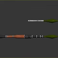 Rocket Launcher With Orange And Black Body Two Green Warheads White Details Cylindrical Tube