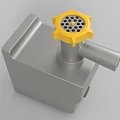 Industrial Gray Device Featuring Yellow Cap Silver Pipe And Red Knob 3d model