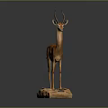 Antelope Taxidermy Mount Displayed On Wooden Base With Small Plaque