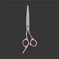 Modern Silver Scissors With Red Comfortable Handles And Sharp Blades 3d model