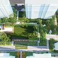 Residential Landscape With High Rise Buildings Lush Greenery Gardens And Walkways