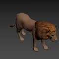 Realistic 3D Lion Model With Detailed Mane Standing On Dark Background