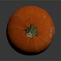 Bright Orange Pumpkin With Green Stem On Dark Background And Reflection