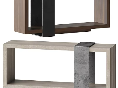 Modern Side Table With Wooden Frame And Metal Support For Living Room 3d model