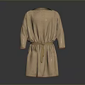 Elegant Brown Belted Long Sleeve Velvet Dress With Simple Design