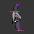 Cartoon Wizard Character With Purple Hat Long White Beard And Robe