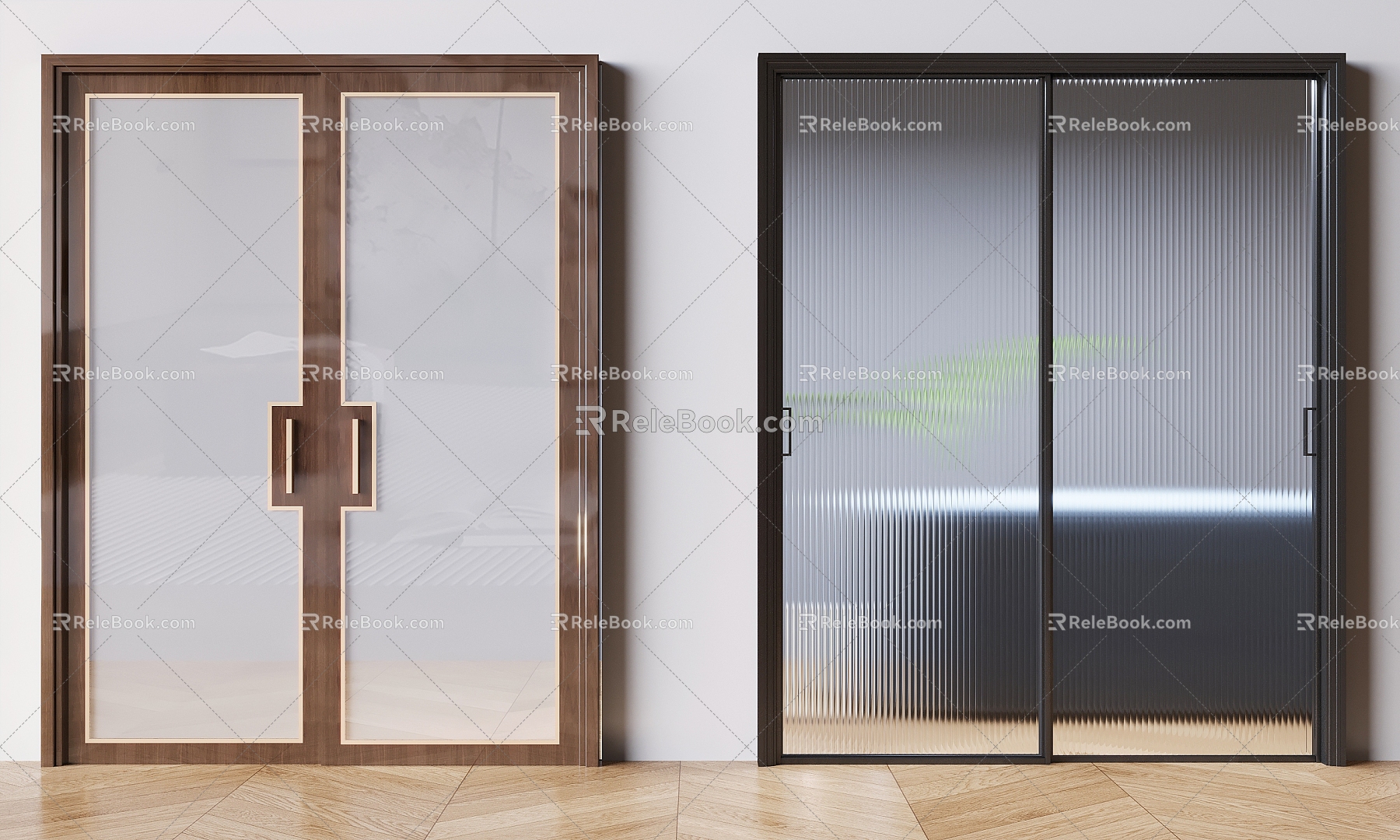 Glass sliding door sliding door kitchen balcony glass sliding door 3d model