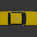 Yellow Vintage Taxi Sedan With Roof Sign And Shiny Reflective Surface