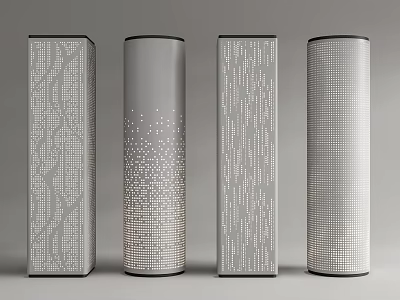 Modern Decorative Columns with Square Cylindrical Shapes and Intricate Patterns in Contemporary Design Style 3d model