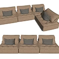 Modern Beige Sectional Sofa Set With Modular Design And Decorative Cushions 3d model