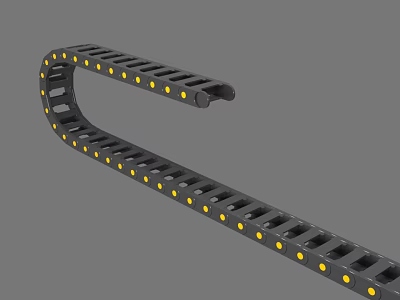 Gray Industrial Cable Chain With Yellow Dots For Machinery Cable Management 3d model