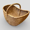 Woven Rattan Basket With Handle For Home Storage And Decorative Use