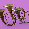 Vintage Commercial Equipment Horns with Gold Silver and Copper Color Finishes