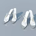 White High Heel Sandals With Pearl Decorative Straps And Elegant Design