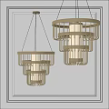 Modern Chandelier With Metal Frame Layered Structure And White Lampshade