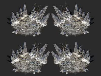 Rock like Architectural Components With Symmetric Arrangement Irregular Protrusions And Withered Branch Details 3d model