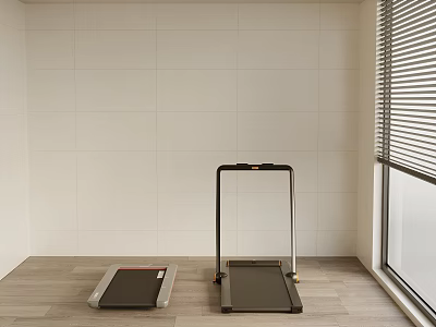 Home Gym Interior With Two Treadmills And Big Window 3d model