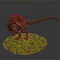 Realistic 3D Rendered Dinosaur Model With Red Crest On Green Mossy Base 3d model