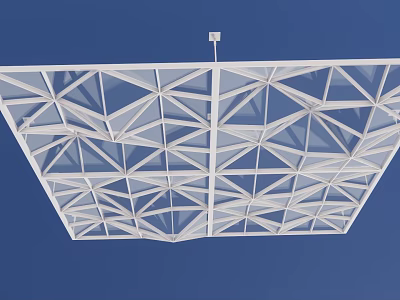 Modern Interior Ceiling Design With White Geometric Grid And Triangular Patterns 3d model