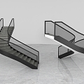 Arc Stair Corner Stair Rotating Stair Two Straight Middle Round Stair 3d model