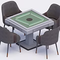 Modern Square Table With Glass Top And Four Gray Armchairs With Metal Legs