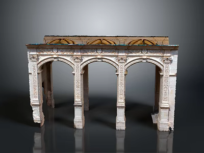 Scenic Classical Stone Arch Structure With Intricate Carvings And Historic Architectural Design In Natural Landscape 3d model