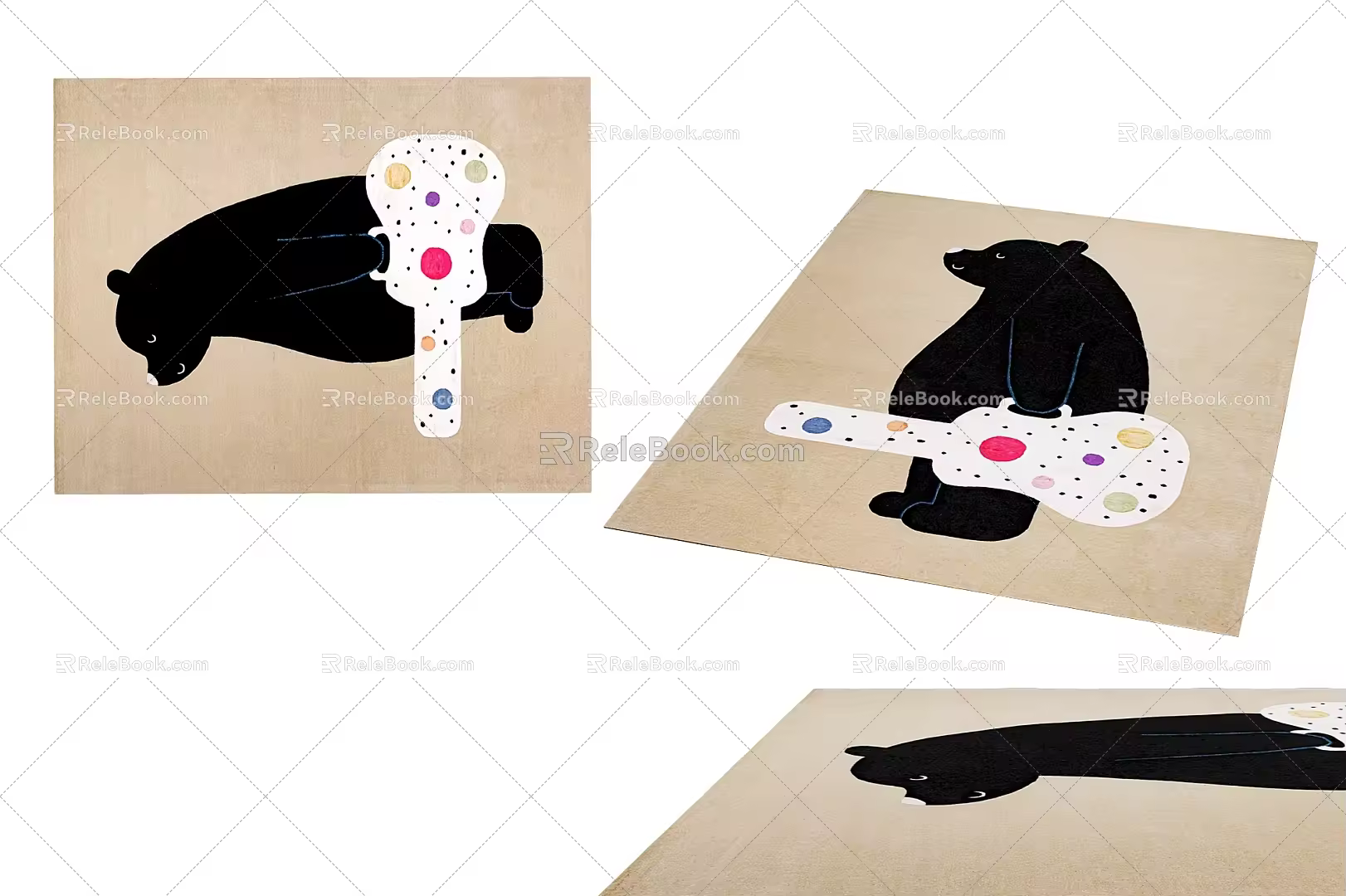 Modern Square Carpet Simple Children's Carpet 3d model