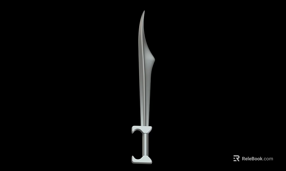 Silver Dagger With Sleek Metallic Blade And Unique Hilt Design On Black Background 3d model 