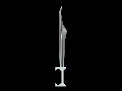 Silver Dagger With Sleek Metallic Blade And Unique Hilt Design On Black Background 3d model