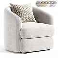 Modern Light Gray Fabric Single Sofa with Geometric Pattern Decorative Pillow 3d model