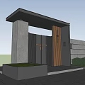 Modern Entrance Gate With House Number 105 Gray Wall Wooden Accent And Green Plants