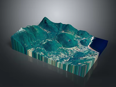 Detailed 3D Mountain Scenery With Lush Green Vegetation And Coastal Bay 3d model