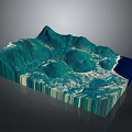 Detailed 3D Mountain Scenery With Lush Green Vegetation And Coastal Bay