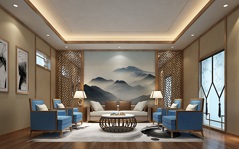 New Chinese-style reception room reception room 3d model