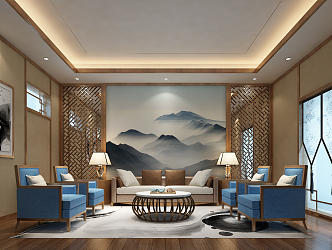 New Chinese-style reception room reception room 3d model