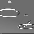 Modern Circular Illuminated Pendant Lights Hanging From Ceiling In Two Ring Design 3d model