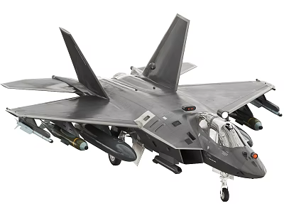 Advanced Gray Fighter Jet Featuring Mounted Weapons And Cockpit Details 3d model