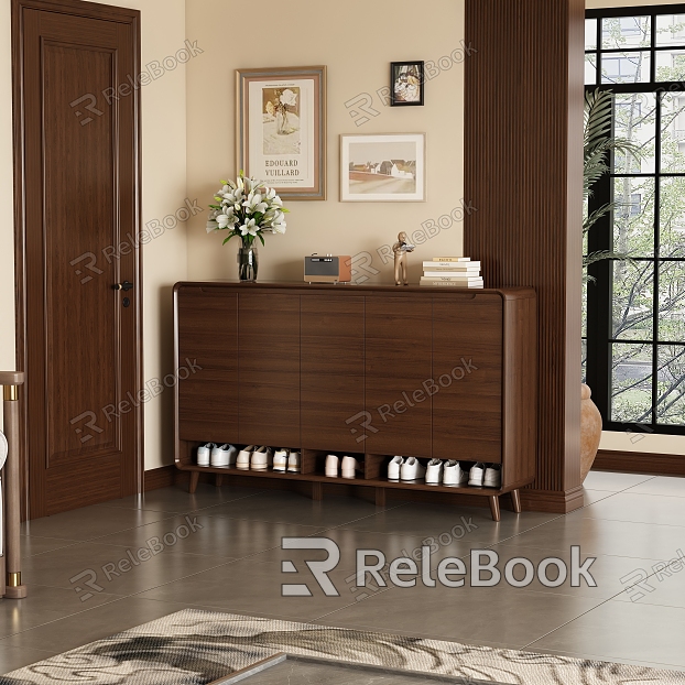 Walnut Shoe Cabinet model