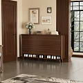 Modern Luxury Dining Living Room Interior With Walnut Sideboard Vase Books And Open Space