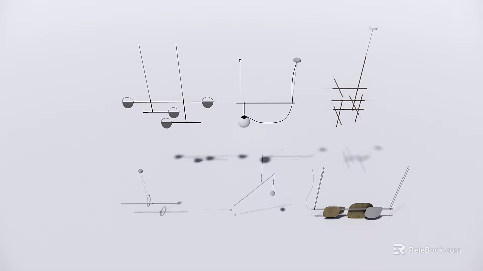 Modern Minimalist Chandeliers Featuring Various Designs Sleek Lines Spherical Bulbs And Linear Structures 3d model