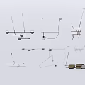 Modern Minimalist Chandeliers Featuring Various Designs Sleek Lines Spherical Bulbs And Linear Structures 3d model