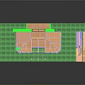 3D House Framework Model With Green Grass Base And Structural Components