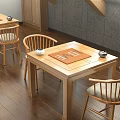 Hotel Mahjong Room with Wooden Tables Chairs and Cozy Interior Design