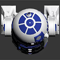 R2 D2 Robot Character With Blue White Design Silver Accents And Shiny Surface