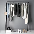 Minimalist Black Clothes Rack With Coats Dresses Shirts Handbag And Shoes