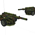 Military Camouflage Towed Artillery Weapons With Wheels And Long Barrels