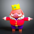 Animated Pig Game Character Wearing Red Coat With White Beard Yellow Crown And Purple Pants